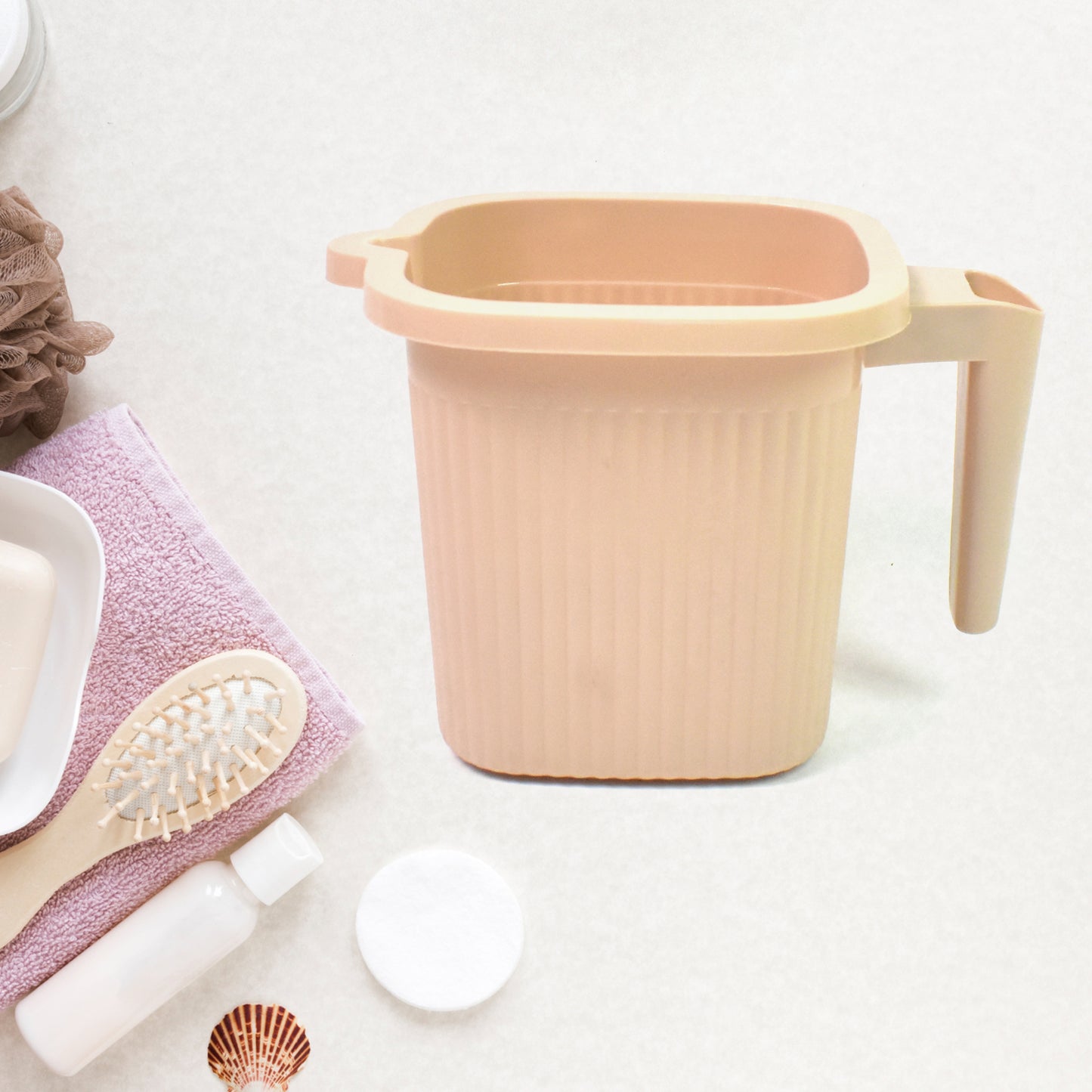 Plastic Square Bath Water Mug (1 Pc 1000 Ml Mix Color)