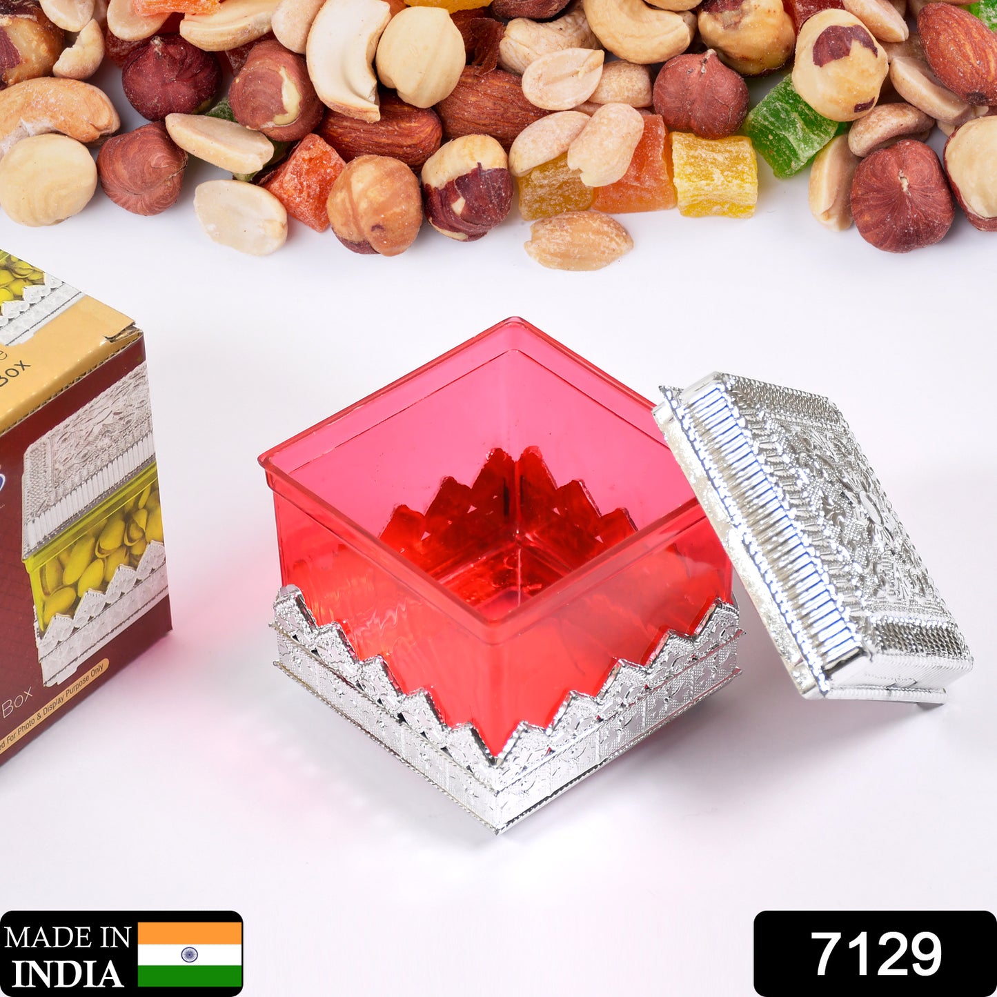 7129 Ruby Dryfruit Storage Container Attractive Design Box For Home Gifting Kitchen Use