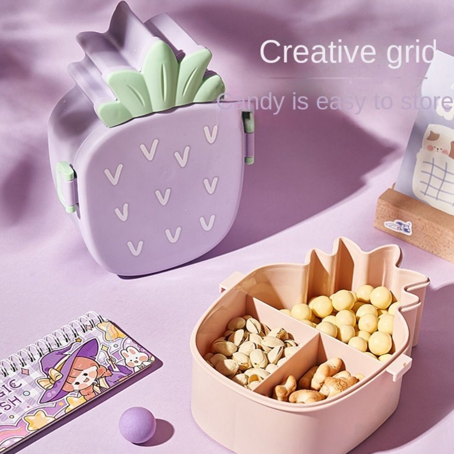 5750 Kids Lunch Box Cute Pineapple Shaped Bento Box With Fork Spoon Snack Candy Container Microwave Portable Office Lunch Box (1 Pc With Spoon Fork)