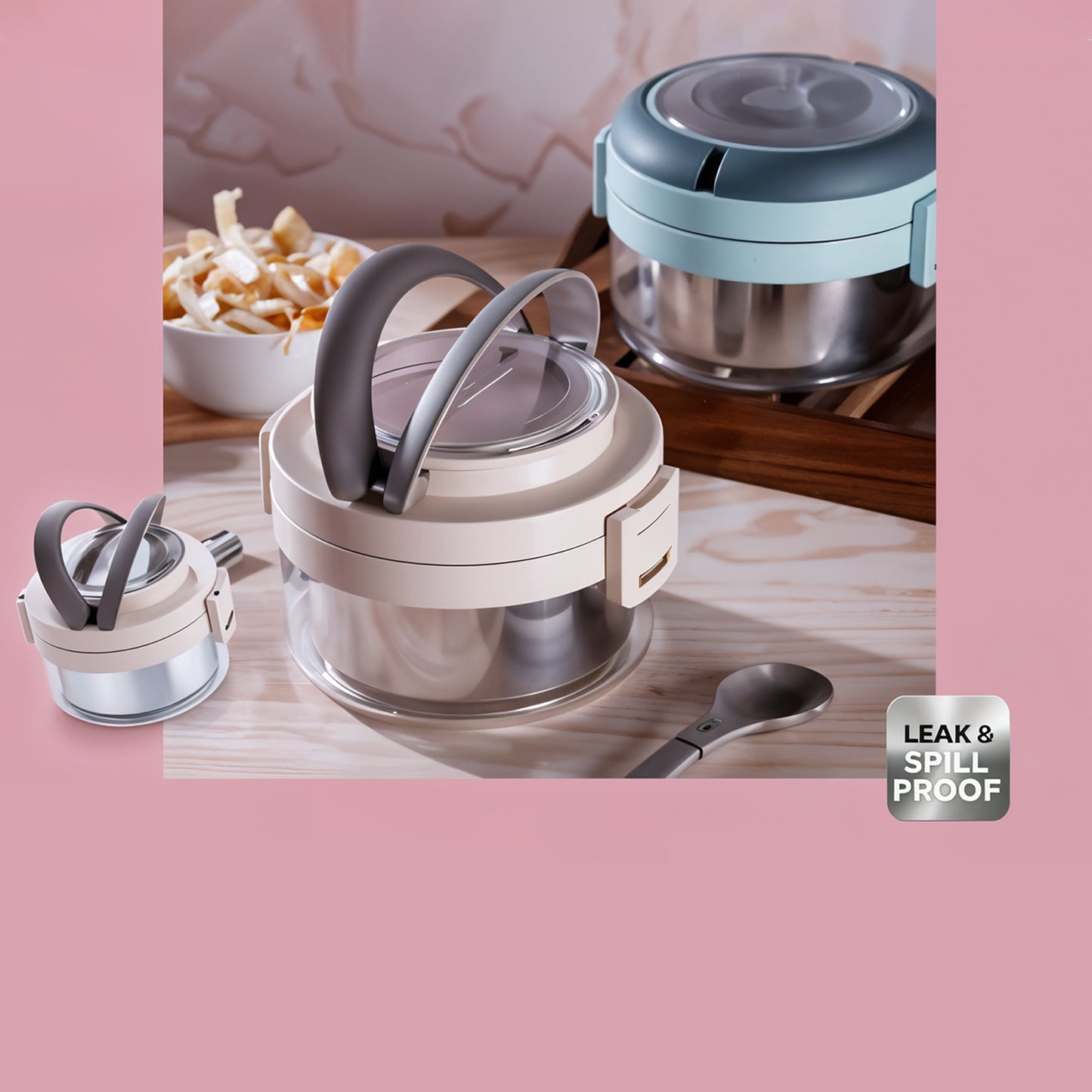 Ganesh Tiara 400ml Stainless Steel Insulated Lunch Box With Leakproof Lid Folding Spoon