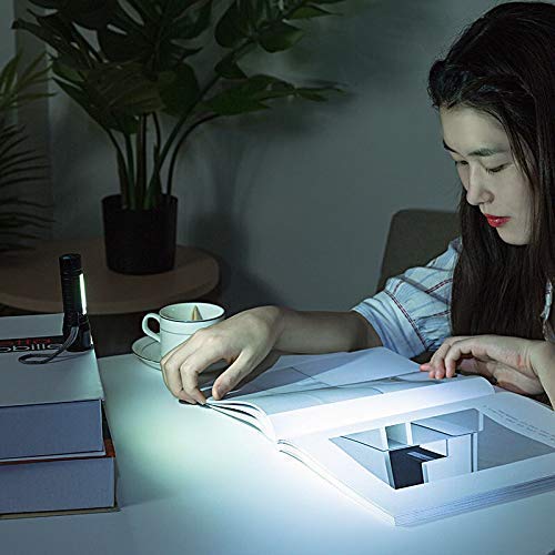 LED Flashlight with COB Light Mini Waterproof Portable LED XPE COB Flashlight USB Rechargeable 3 Modes Pen Clip Light Flashlight with Hanging Rope Small Size (Black Colored)
