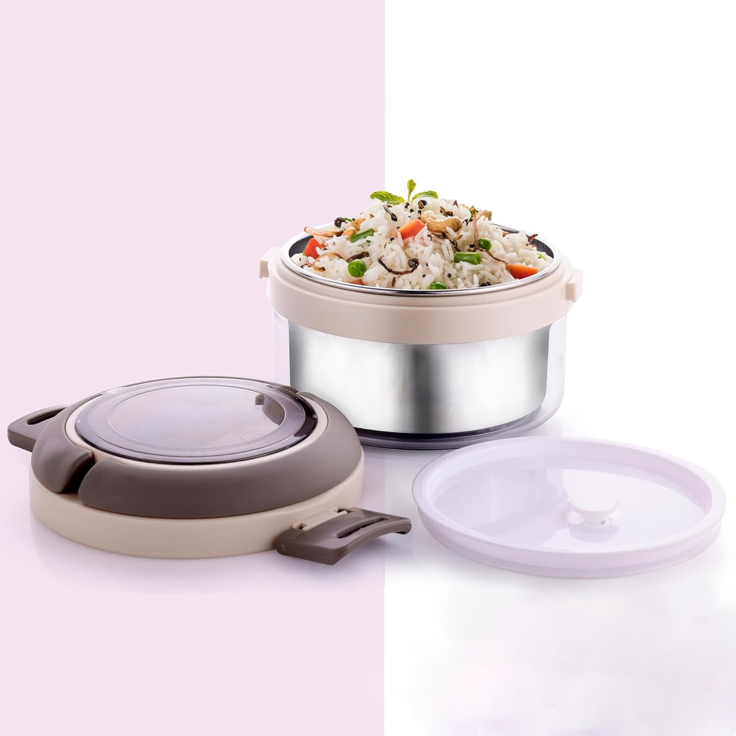 Ganesh Tiara 400ml Stainless Steel Insulated Lunch Box With Leakproof Lid Folding Spoon