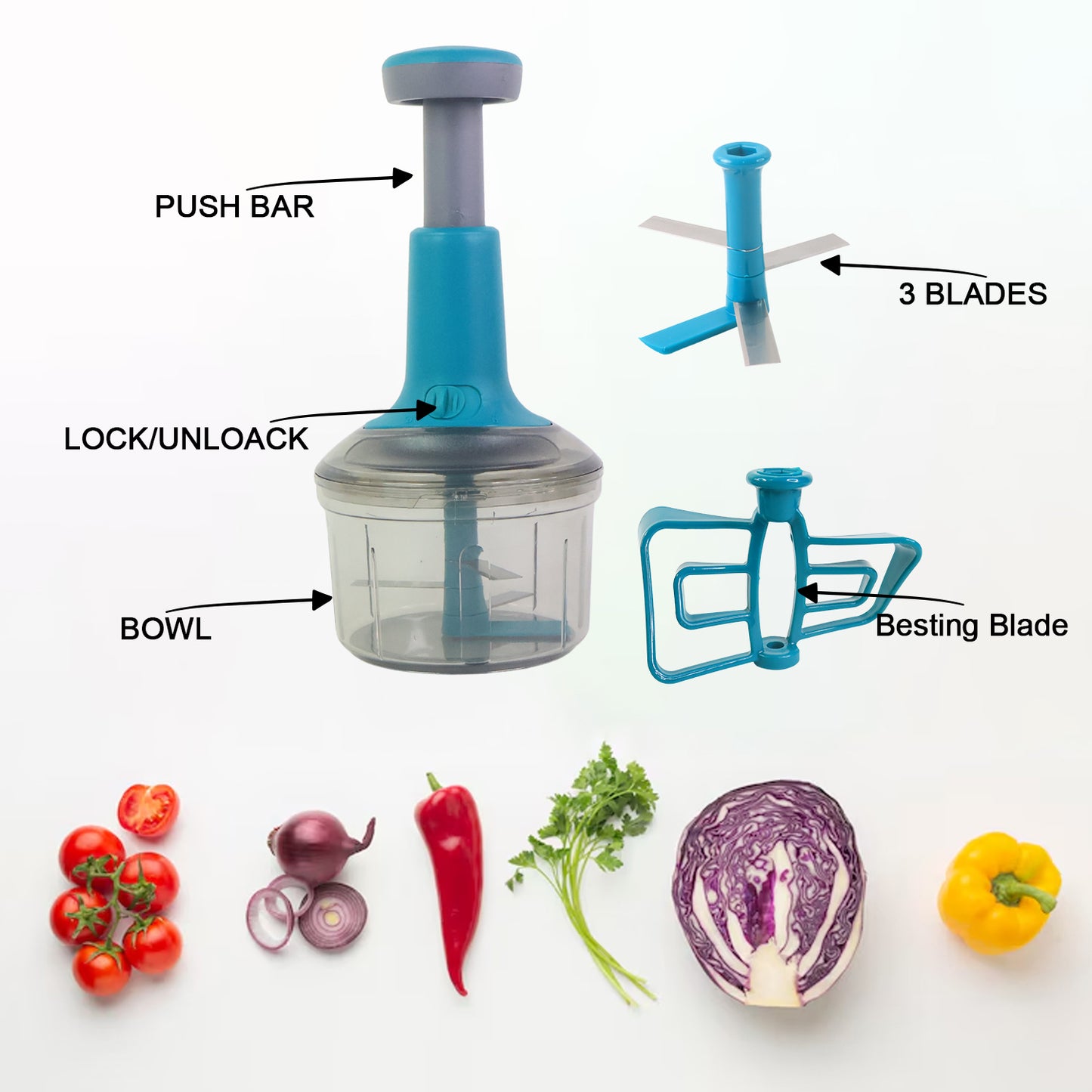 Supermom Premium Manual Push Chopper And Vegetable Cutter (750ml 1 Pc)