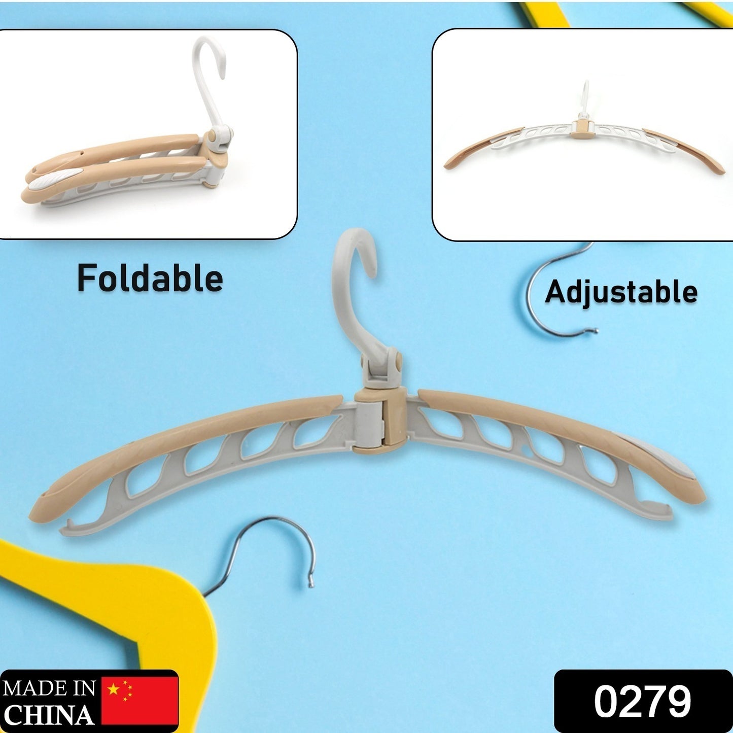 0279 Portable Folding 360 Degree Rotating Clothes Hangers Travel Foldable Adjustable Accessories Foldable Clothes Hangers Drying Rack For Travel (1 Pc)