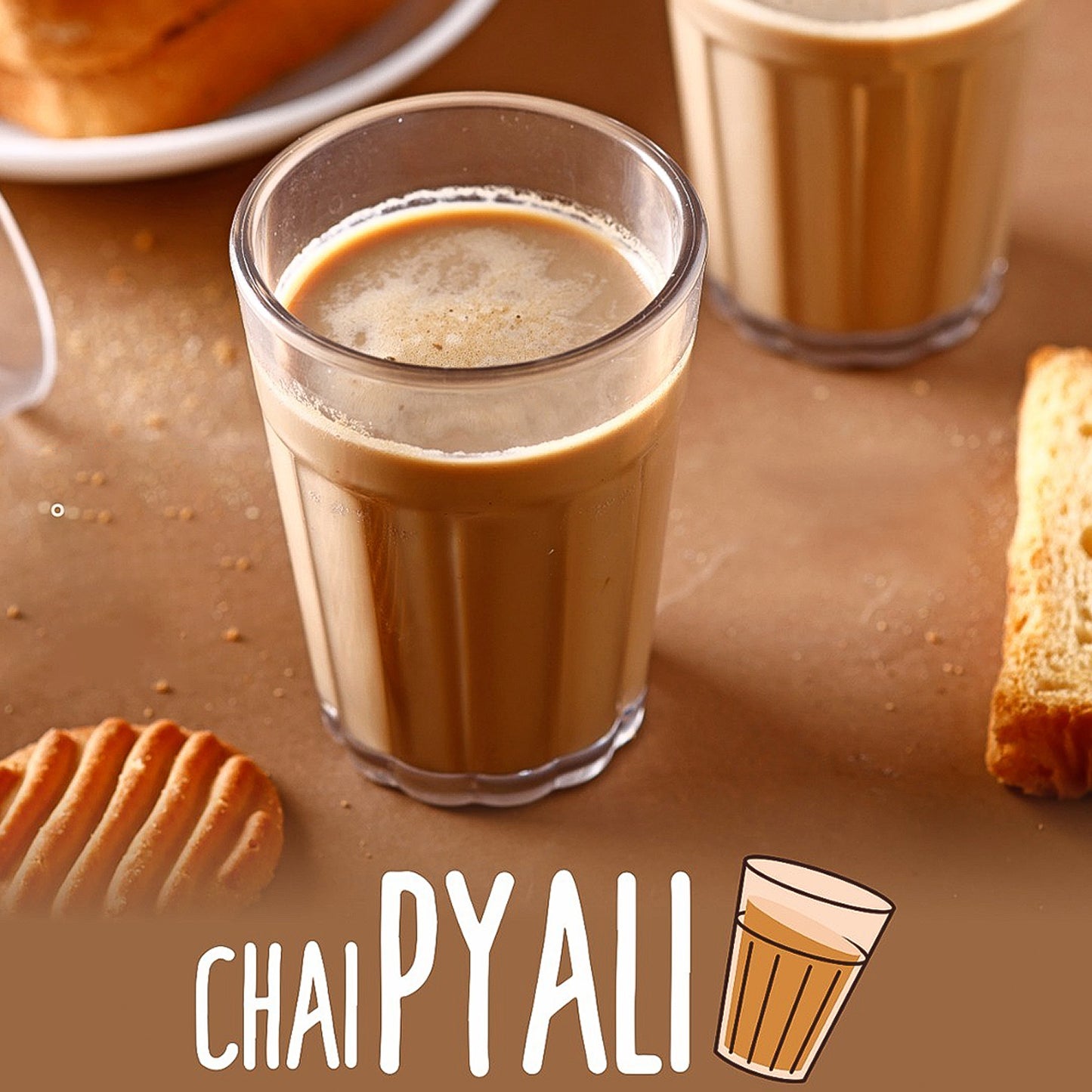 Supermom Plastic Chai Pyali Transparent Tea Glass Set (130ml 6 Pc)