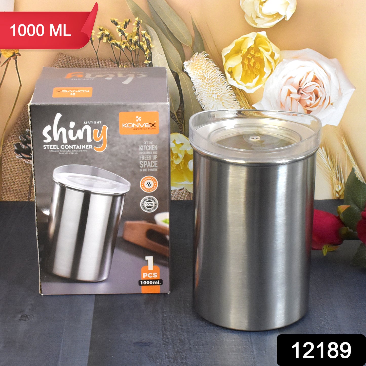 Multipurpose Stainless Steel Airtight Containers With See Through Lid (1 Pc 1000 Ml)