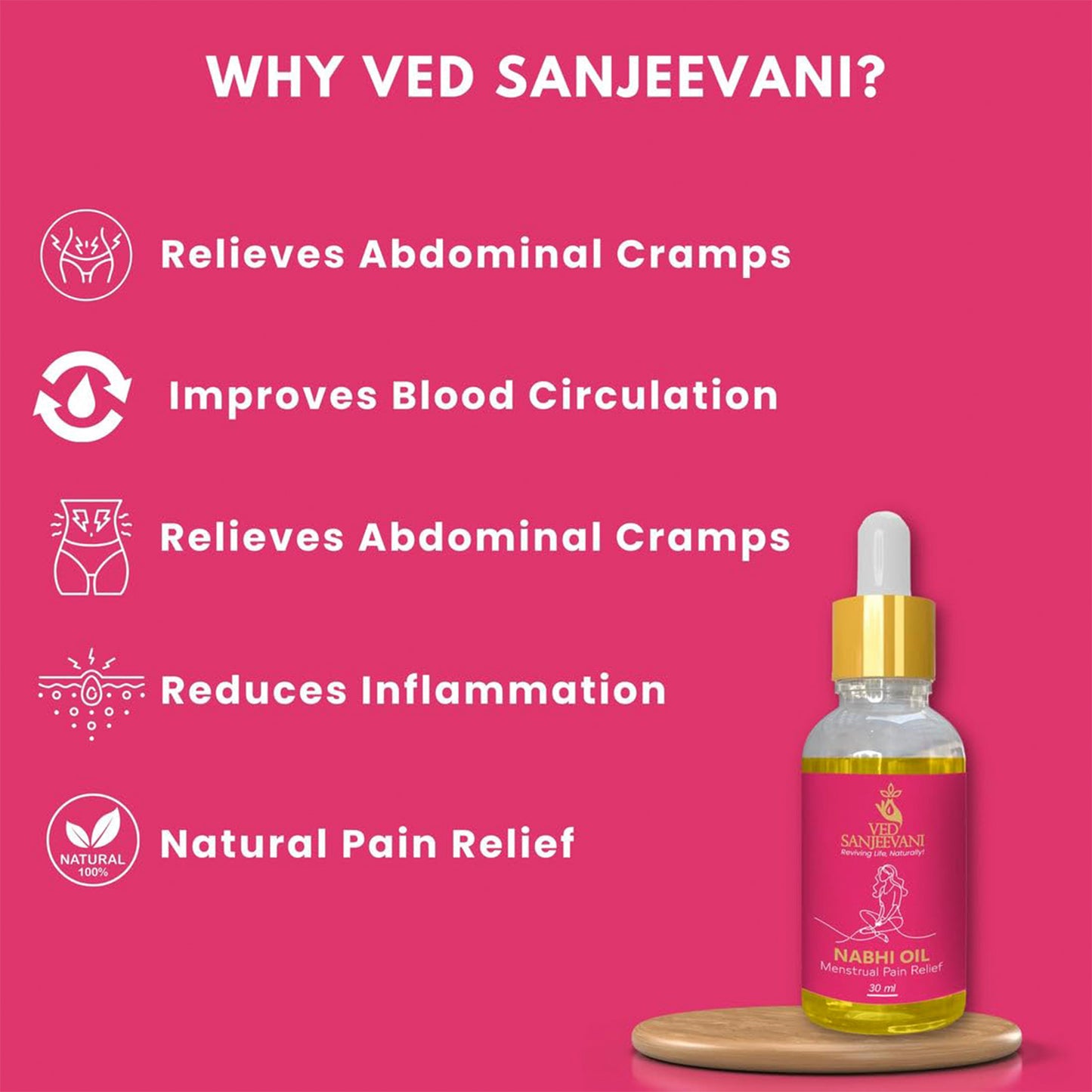 Ved Sanjeevani Nabhi Oil For Menstrual Pain Relief (30ml 1 Pc)