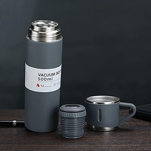 Steel Vacuum Flask Set with 3 Stainless Steel Cups Combo - 500ml - Keeps HOT/Cold | Ideal Gift for Winter - Housewarming Random Color