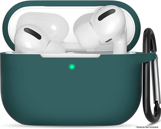 Earphone Case Cover Compatible for Airpods Pro 2 Case, Soft Silicone Skin Case Cover Shock-Absorbing Protective Case with Keychain [Front LED Visible](Green)