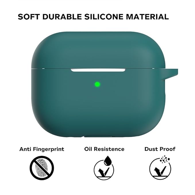 Earphone Case Cover Compatible for Airpods Pro 2 Case, Soft Silicone Skin Case Cover Shock-Absorbing Protective Case with Keychain [Front LED Visible](Green)