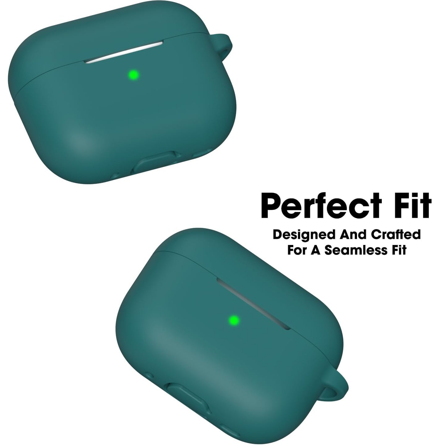 Earphone Case Cover Compatible for Airpods Pro 2 Case, Soft Silicone Skin Case Cover Shock-Absorbing Protective Case with Keychain [Front LED Visible](Green)