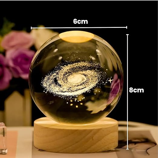 3D Universe Crystal Ball Night Lamp,Galaxy Crystal Ball Night Light, USB Table LED Wooden Crystal Ball for Boys and Girls, Home Office Decoration, Birthday Gift Adults (Galaxy Light)