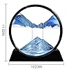 3D Dynamic Sand Art Liquid Motion, Moving Sand Art Picture Round Glass, 3D Deep Sea Sandscape Display Flowing Sand Frame | Relaxing for Desktop, Home, Office, Work, Décor (Blue)