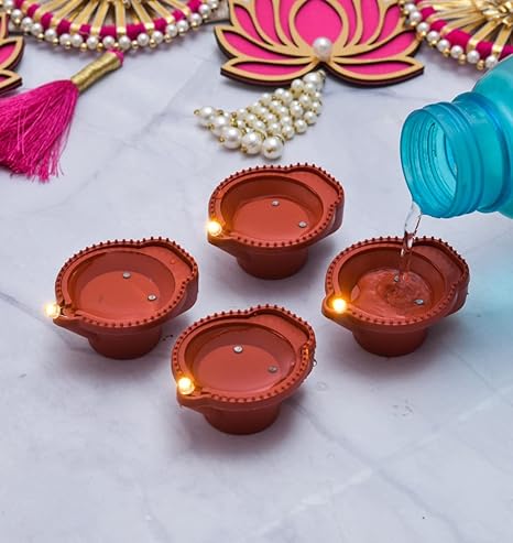 LED Water Diya for Diwali, Battery Operated Water Diya Light Beautiful for Festival Lamp Decoration Home, Garden, Unscented, Batteries(Pack of 6)